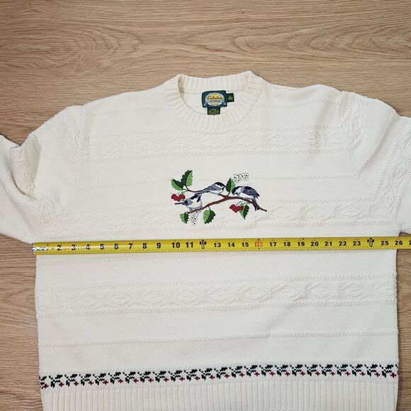 Cabelas Sweater Womens XL Chunky Knit Embroidered With Birds Vintage 90's - Picture 5 of 12
